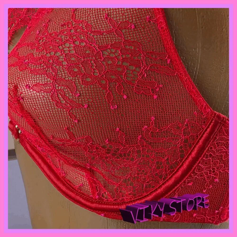 ❤️ NWT Victoria’s Secret Red Lace Halter Bra 34C ❤️